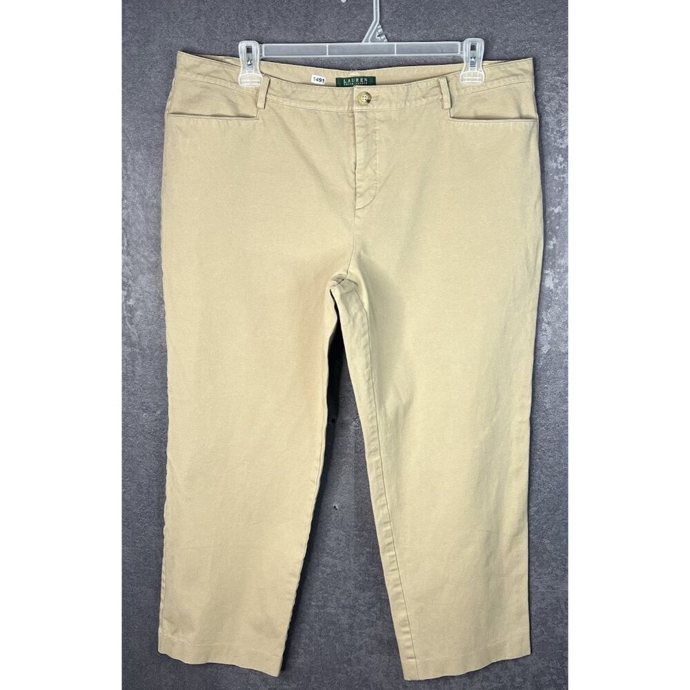 Womens Lauren Ralph Lauren Straight Leg Khaki Tan Pants Plus Size 18W 40Wx28L